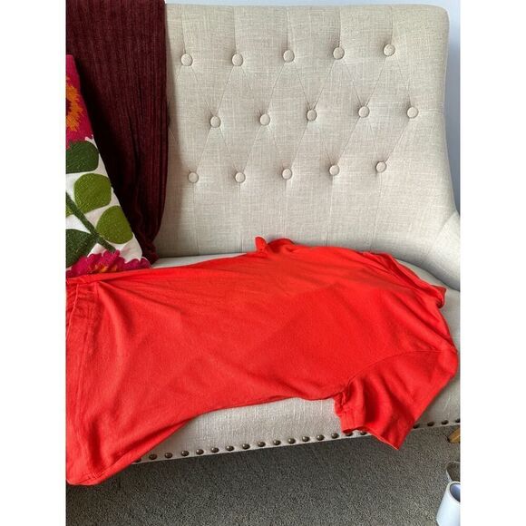 Tory Burch Orange Red Polo Shirt with Gold Logo Buttons Size S - Picture 7 of 7